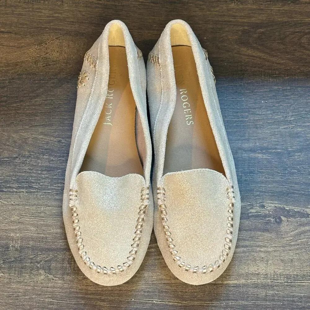 Jack Rogers Millie Moccasin Rose Gold Metallic Loafer - size 6.5in